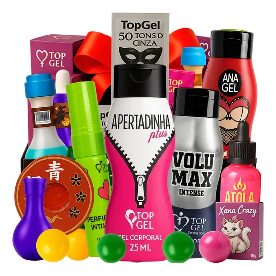 Kit Luxo 50 Tons Geis Excitantes Lubrificante Vários 28itens