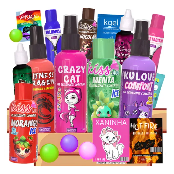 Lubrificantes Kit 17 Tipos Açoes Prazer Completo Casal Top